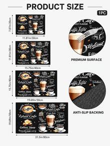1pc Vintage Cafe Style Letter Print Dish Drying Mat, Absorbent Kitchen Dish Drying Mat, Coffee Machine Mat, Dishwashing Mat, Sink Mat, Kitchen Countertop Protector, Suitable For Cups, Plates, Utensils And Kitchen Decor - Multicolor - View 6