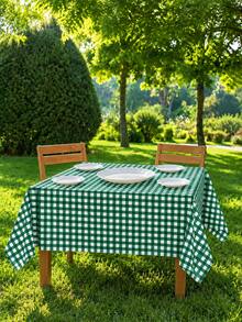 1/6/12PCS-137*274cm/137*137cm Green And White Plastic Plaid Tablecloth, Decorative Disposable Green Checkered Tablecloth, Suitable For Farm Birthday Wedding Rectangular Tablecloth, Party Tablecloth - Green - View 8