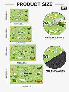 1pc Matcha Tea Fresh Japanese Style Dish Drying Mat, Absorbent Dish Drying Pad, Coffee Machine Mat, Dishwashing Mat, Sink Mat, Kitchen Countertop Protector, Suitable For Cups, Plates, Tableware And Kitchen Decor - Multicolor - View 6