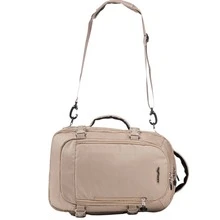 W WINGS Liten resebackpack för kvinnor och män | Kabinväska för under sätet med andningsbar rygg, resväskarem och framficka - Beige - Visa 6