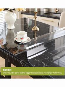 Clear PVC Table Protector, Waterproof Oil-Resistant Easy Clean Table Cover, Cuttable Desk Mat For Dining Table, Kitchen & Office - Clear - View 2