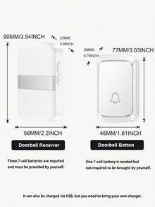 Wireless Doorbell For Home, 60 Ringtones, 5 Volume Levels, Long Range Loud Sound, Suitable For Home, USB Interface, Suitable For Living Room, Garden, Bedroom, Portable And Easy To Install, Home Security - View 12