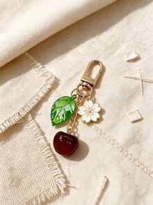 Cute Cherry Flower Leaf Bag Charm Keychain, Bag Charms Accessory,Bag Chain Charms,Enamel Alloy Bag Pendant Ornament For Women Handbag Decoration - Multicolor - View 6