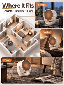 A003 Desktop Space Heater, Portable Electric Heater For Home Use, Fast Heating With Adjustable Angle, Suitable For Bedroom, Living Room, Dormitory, Keeps Hands And Feet Warm - Khaki - View 9