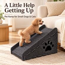 Felt Pet Ramp, Non-Slip Grooved Surface Dog & Cat Stairs, Suitable For Sofa And Bench, Small Dog Pet Steps, Joint Protection For Senior Pets - Khaki - View 1