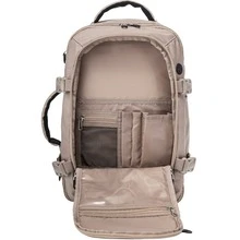 W WINGS Liten resebackpack för kvinnor och män | Kabinväska för under sätet med andningsbar rygg, resväskarem och framficka - Beige - Visa 4