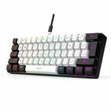 7KEYS G61 60% Compact Wired Keyboard 61 Keys RGB Backlit Small Portable Office Computer Membrane Keyboard Compatible With Windows Tablet Laptop Gaming White And Black - 61 White - View 9
