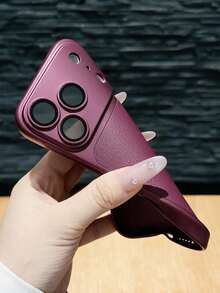 頂級磨砂皮革紋理保護殼 附玻璃鏡頭保護蓋，適用於 iPhone 18 Pro Max 17 Pro 16 Plus 15 14 13 12 11，親膚防震緩衝保護套 - 藍色 - 查看 5