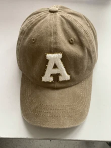 1pc Women's Washed Vintage A-Z Letter Baseball Cap, Casual Distressed Dad Hat, Outdoor Sun Protection Cap - Khaki - View 3