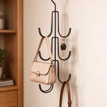 Multifunctional Hook, 3-Tier Handbag Rack, Space-Saving Home Closet Storage Shelf, Bedroom Organizer, Sturdy Durable Wardrobe Holder, Entryway Closet Shelf, White T-Shirt, Black Pants, Christmas Gift Idea, Winter Storage Organization - Multicolor - View 1
