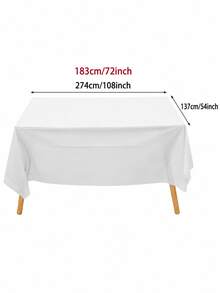 1pc White Disposable PE Plastic Rectangular Tablecloth, Waterproof Solid Color Dining Table Cover, Suitable For Birthday Party, Wedding Banquet, Baby Shower, Dessert Table Decoration, Family Gathering, Outdoor Picnic And Holiday Party Table Decor - Multiple Styles - View 5
