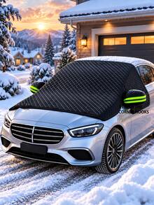 1pc Winter Car Snow Cover, Fits All Car Models, Anti-Ice Cover, Durable Oxford Cloth Front Windshield Cover, UV Resistant, Snowproof, Easy Installation, Suitable For Winter Driving, Summer Sunshade, Car Window Snow Cover, Front Windshield, Car Accessories - A - View 6