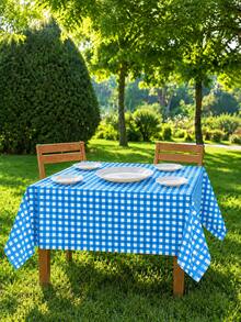 1/6/12PCS-137*274cm/137*137cm Blue And White Plastic Checkered Tablecloth, Decorative Disposable Blue Plaid Tablecloth, Suitable For Farm Birthday Wedding Rectangular Tablecloth, Party Tablecloth - Blue - View 8