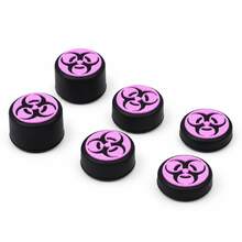 RALAN 6 Pack Crimson Bio Hazard Contamination Warning Thumbstick Grip Caps Compatible With PS5, Compatible With PS4, Compatible With Xbox One/Series X|S Controllers, 3 Heights Non-Slip Joystick Covers, Textured Analog Stick Caps - View 15