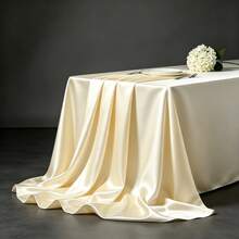 1pc Soft Glossy Multi-Color Classic Decorative Tablecloth, Suitable For Weddings, Valentine's Day, And Home Decoration - Beige - View 7