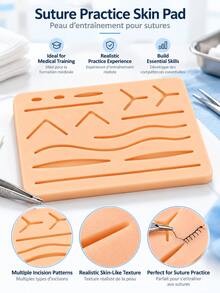 Medical Student Nurse Suture Practice Pad, Simulated Blood Vessel Skin Silicone Module, Simulated Human Body Surface Skin Module With Wounds For Suture Practice, Resistant To Separation, Tearing Or Rupture (Includes Non-Slip Base) - Color - View 10