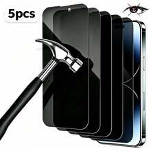 5pcs Privacy Tempered Glass Screen Protector, Compatible With IPhone 18/17/16/16e/15 Plus/15 Pro/15 Pro Max/14/13/12/11/XS Max And All Series - Black - View 9