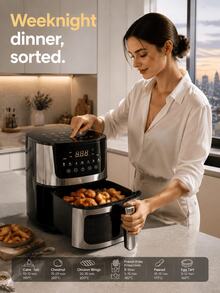 SMEGGEMS 4.5L Air Fryer, 1400W With Viewing Window, Non-Stick Coating, Pull-Out Basket, Removable Perforated Tray, 7 Cooking Presets And Digital Touch Controls - Black - View 11