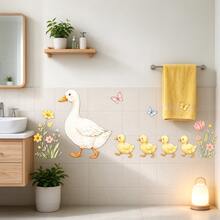 1pc Cute Duck Mother & Baby Floral Butterfly Wall Sticker, Removable Self-Adhesive No Damage To Wall, Children's Room Bedroom Wall Decor Sticker, Kindergarten Warm Decoration Wall Sticker, High-Value Playful Gift, Birthday Holiday Surprise Gift For Kids - Multicolor - View 8