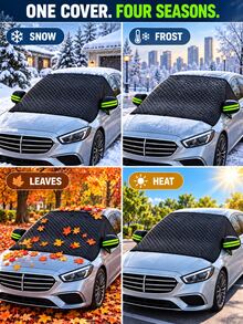 1pc Winter Car Snow Cover, Fits All Car Models, Anti-Ice Cover, Durable Oxford Cloth Front Windshield Cover, UV Resistant, Snowproof, Easy Installation, Suitable For Winter Driving, Summer Sunshade, Car Window Snow Cover, Front Windshield, Car Accessories - A - View 11