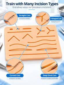 Medical Student Nurse Suture Practice Pad, Simulated Blood Vessel Skin Silicone Module, Simulated Human Body Surface Skin Module With Wounds For Suture Practice, Resistant To Separation, Tearing Or Rupture (Includes Non-Slip Base) - Color - View 4