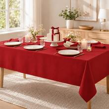 1/3/6/12pcs Red Solid Color Plastic Tablecloths - 54in X 108in - Disposable Tablecloths For Parties And Picnics, Suitable For Weddings, Christmas, Thanksgiving, Halloween - Red - View 3