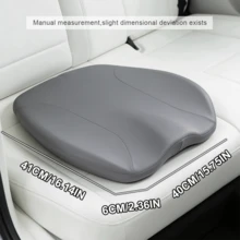 1pc Light Gray Minimalist Polyester Memory Foam Trapezoid Stitched Seat Cushion With Anti-Slip Silicone Beads, Pressure Relief Cushion For Office Chair And Car Seat - Light Grey - View 6