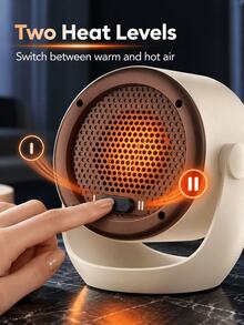 A003 Desktop Space Heater, Portable Electric Heater For Home Use, Fast Heating With Adjustable Angle, Suitable For Bedroom, Living Room, Dormitory, Keeps Hands And Feet Warm - Khaki - View 7
