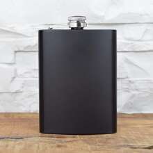 1 st 8 oz fyrkantig hipflask i rostfritt stål – perfekt present till familj, vänner och jul – hållbar och lätt att rengöra - Svart - Visa 1