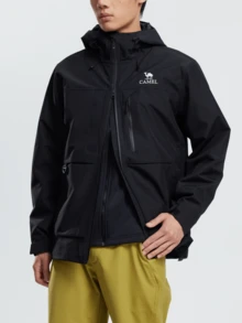 CAMEL CROWN 女款防水保暖抓絨內裡連帽單板滑雪外套，冬季外套 - 幻影黑 - 查看 1