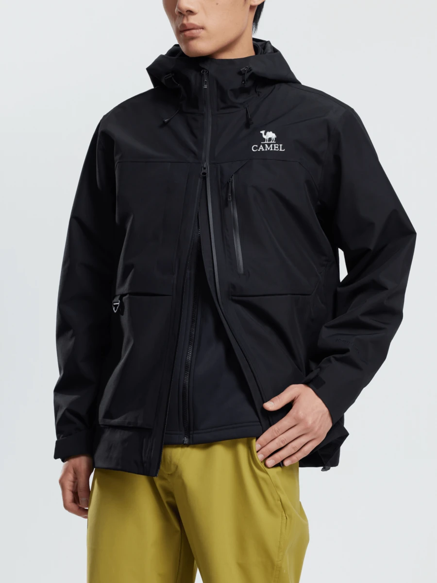 CAMEL CROWN 女款防水保暖抓絨內裡連帽單板滑雪外套,冬季外套 - 幻影黑 - 查看 1
