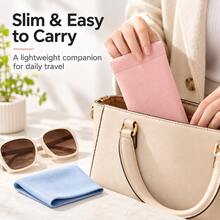 Eyeglass Storage Bag + High-Quality Fiber Cleaning Cloth Set, Reusable Cleaning Cloth, Streak-Free Stain Removal Without Damaging Lenses, Suitable For Eyeglasses, Phone Screens, Watches, Portable Scratch-Resistant, Essential For Daily Cleaning - Multicolor - View 4