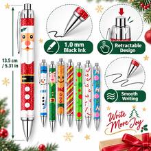 1/8 Set Christmas Notepad & Ballpoint Pen (With Mesh Bag), Snowman, Christmas Tree, Reindeer, Santa Claus Designs, Christmas Party Gifts, School & Office Supplies, Random Patterns - A - View 2