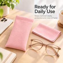 Eyeglass Storage Bag + High-Quality Fiber Cleaning Cloth Set, Reusable Cleaning Cloth, Streak-Free Stain Removal Without Damaging Lenses, Suitable For Eyeglasses, Phone Screens, Watches, Portable Scratch-Resistant, Essential For Daily Cleaning - Multicolor - View 6