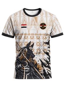 Men's Egypt Anubis Pharaoh Print Soccer Jersey, Crew Neck Lightweight Football Top, Fan Shirt For Training, Match, Daily Wear, Gift - Apricot - View 2