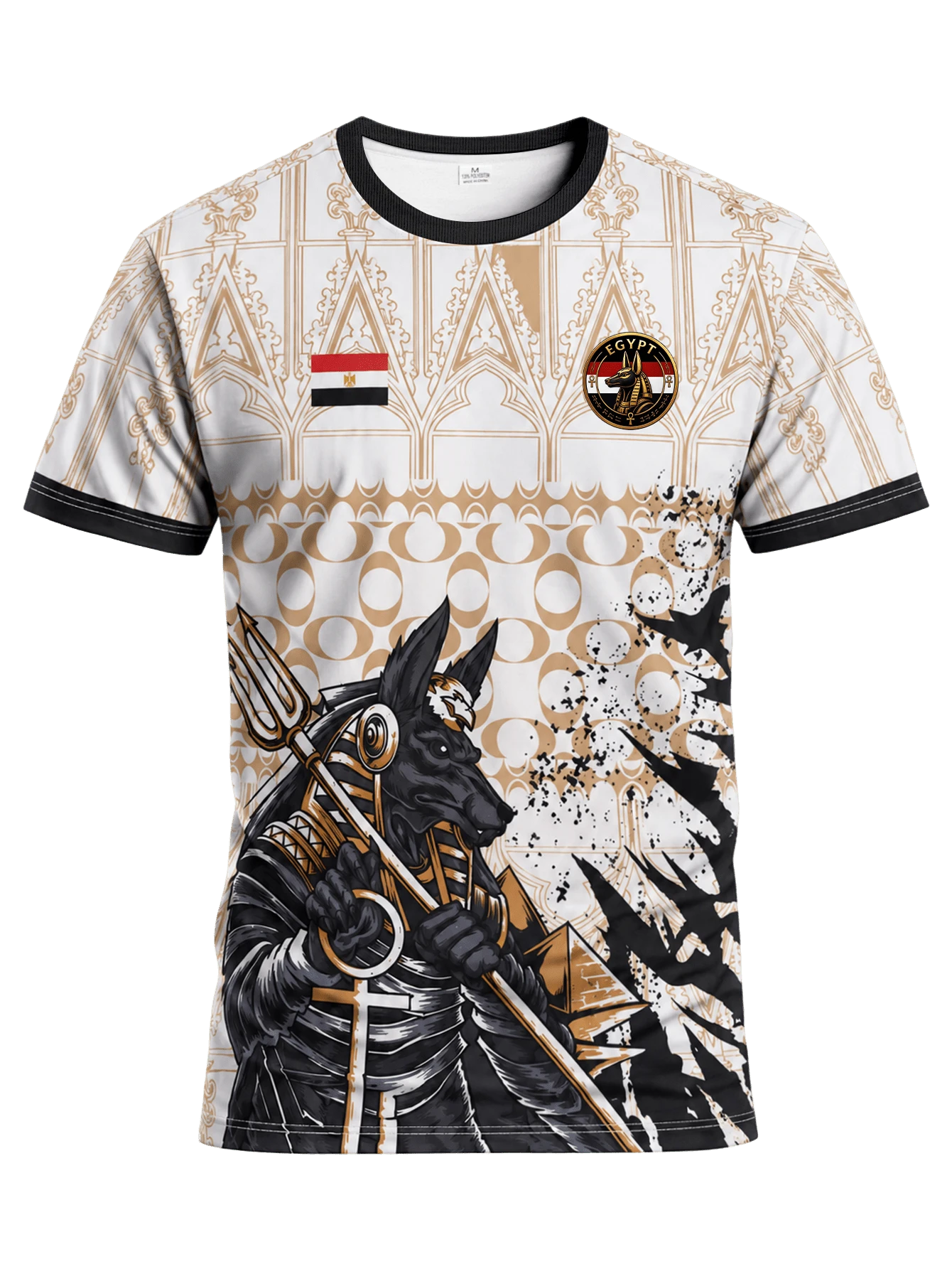 Men's Egypt Anubis Pharaoh Print Soccer Jersey, Crew Neck Lightweight Football Top, Fan Shirt For Training, Match, Daily Wear, Gift
