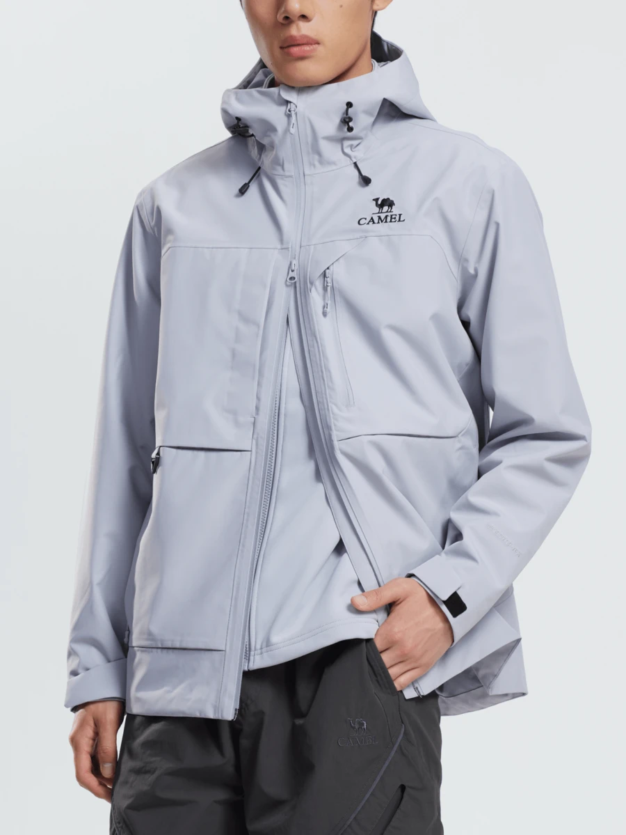 CAMEL CROWN 女款防水保暖抓絨內裡連帽單板滑雪外套 冬季外套 - 雪霧灰 - 查看 1