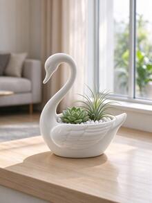 Swan Shaped Creative Flower Pot Black And White Succulent Planter Home Desktop Art Decorative Potted Plant Container - Swan - View 9