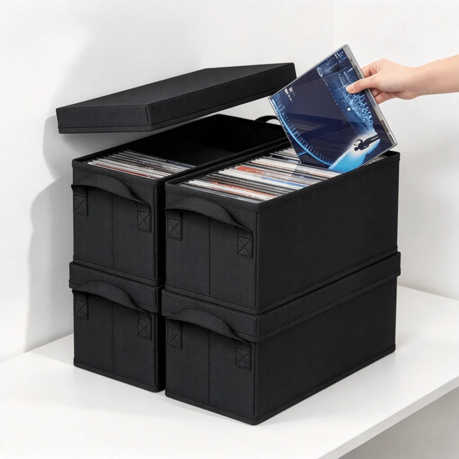 4-Pack Media Cases For DVD Storage, Each Unit Holds 25 Discs And Keeps Your DVD Collection Organized. - Black - View 1