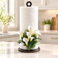 1pc Tulip & Calla Lily Decorative Paper Towel Holder, Easy Installation, Holiday Decoration, Suitable For Kitchen, Bathroom And Party Occasions, Paper Towel Rack, Kitchen Supplies, Desktop Organizer, Home Accessories, Dorm Essentials, Suitable For College Dorms, Perfect For Holiday Celebrations - Multicolor - View 8