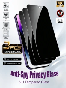 ADVASAIL 3pcs - Full Screen Privacy Tempered Glass Screen Protector, Glass Material, Strong Resistance To Hard Object Friction, Shock Absorption For Drops And Impacts, Privacy Optical Layer, Prevents Information Leakage During Office And Commuting, Smooth And Sensitive Touch Screen, Optimized Edge Dimensions, Fits Fully Covered Phone Cases Without Squeezing Or Lifting. Compatible With IPhone Duo/18 Pro/18 Pro Max/18/17e/17 Pro Max/17 Pro/17Air/17/16 Pro Max/16 Pro/16 Plus/16/15 Pro Max/15/14/13/12/11 And Other Models. - Black - View 12