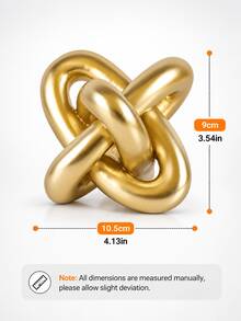 Gold Knot Decor Statue, Modern Geometric Round Sculpture Desktop Decor, Small Figurine Round Ornament For Home, Bookshelf, Coffee Table, Bookcase Decoration, Gift - Multicolor - View 9