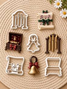 Bell Clay Cutters For Earrings, Festive Polymer Clay Earring Cutter Mold, Ribbon Bow Layered Design, DIY Polymer Clay Earring Making Supplies - White - View 3