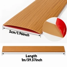 1pc 1.96x39.37in Self-Adhesive PVC Floor Trim Strip, Flat Divider Transition Strip, Wood Grain Design, Suitable For Composite Flooring Gaps And Doorway Transitions - A - View 4