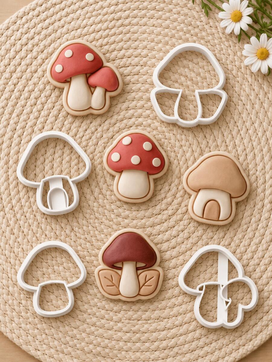 Mushroom Clay Cutters For Earrings, Cute Polymer Clay Earring Cutter Mold, Puffy Cap With Dangle Design, DIY Polymer Clay Earring Making Supplies