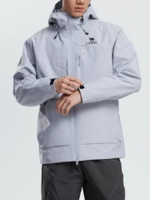 CAMEL CROWN 女款防水保暖抓絨內裡連帽單板滑雪外套 冬季外套 - 雪霧灰 - 查看 4