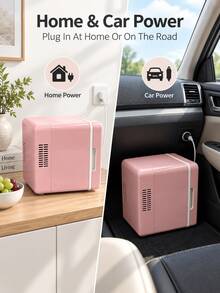 SOKANY 4L 雙用途迷你化妝品冰箱，冷熱兩用，28dB 低噪音，可拆卸層架，適用於護膚品、飲料、母乳，適合臥室與旅行使用 - 粉色 - 查看 6