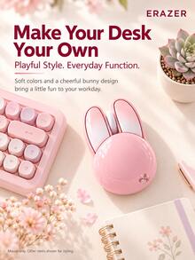 Lenovo ERAZER N520S Cute Bunny Wireless Mouse, Quiet Clicks, 2.4GHz USB Receiver, Plug And Play, Comfortable Grip, Portable Computer Mouse For Laptop, Desktop PC, Home Office, Work And Study - View 8