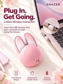 Lenovo ERAZER N520S Cute Bunny Wireless Mouse, Quiet Clicks, 2.4GHz USB Receiver, Plug And Play, Comfortable Grip, Portable Computer Mouse For Laptop, Desktop PC, Home Office, Work And Study - View 4