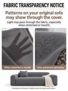 1pc Solid Color Milk Silk All-Season Elastic Full Sofa Cover + 1pc Matching No-Filling Pillow Cushion Cover - Dark Grey - View 3